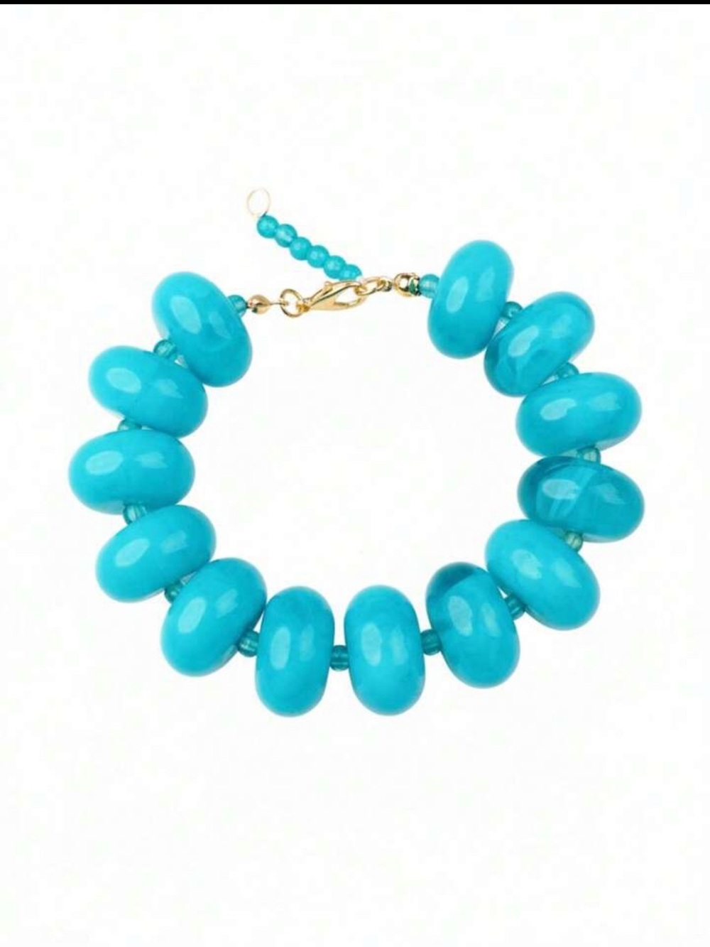 New! Chunky Beaded Resin Statement Turquoise Bracelet